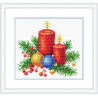 Пример оформления в рамку Новогоднее тепло Канва с рисунком для вышивки МП Студия СК-003