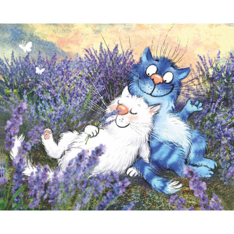  Коты в лаванде Алмазная мозаика вышивка на подрамнике LG275