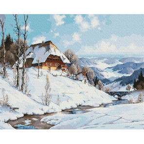Внешний вид коробки Зима в горах Раскраска картина по номерам на холсте Molly KH0964