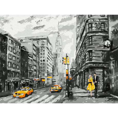  Нью-Йорк Раскраска картина по номерам с цветной схемой на холсте Molly KK0680