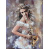 Саксофонистка Раскраска картина по номерам с цветной схемой на холсте Molly KK0682