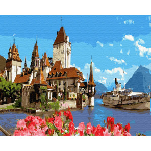  Замок и яхта Раскраска картина по номерам на холсте ZX 23317
