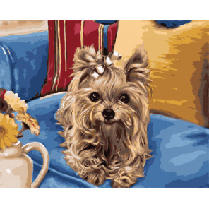  Любимая собачка Раскраска картина по номерам на холсте ZX 20559