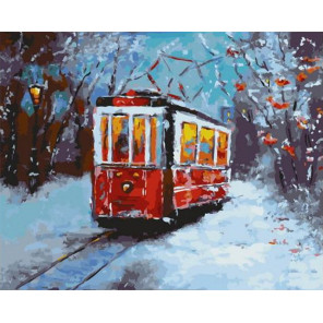  Морозное утро в трамвае Раскраска картина по номерам на холсте GX38181