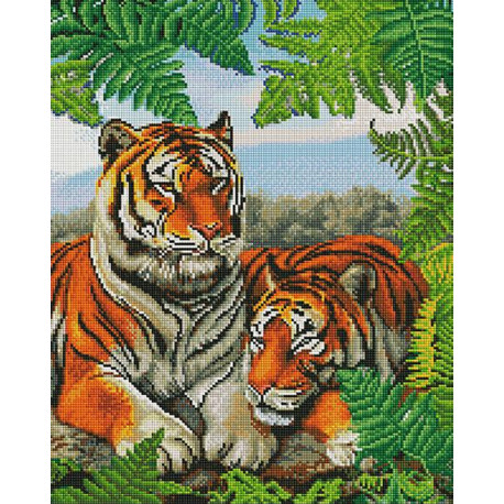  Тигры на отдыхе Алмазная мозаика вышивка на подрамнике GF4732