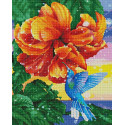 Колибри у прекрасного цветка Алмазная мозаика вышивка на подрамнике