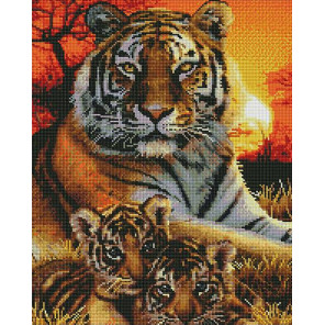  Тигриная семья Алмазная мозаика вышивка на подрамнике GF4677