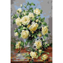 Белые розы 20х30 см Раскраска картина по номерам на холсте