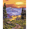 Закат над горным озером Раскраска по номерам на холсте Живопись по номерам PP03