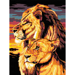 Лев с львицей Раскраска по номерам акриловыми красками на холсте Живопись по номерам