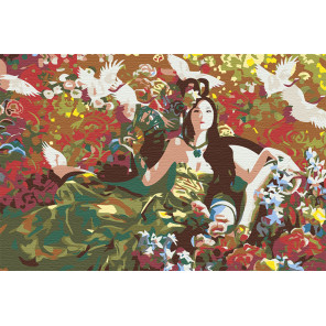 Количество цветов и сложность Девушка и голуби Раскраска картина по номерам на холсте RA055