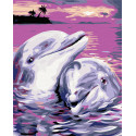 Нежность дельфинов Раскраска по номерам на холсте Живопись по номерам