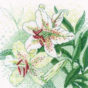 Пример оформления в рамку Белые лилии Набор для вышивания Риолис 1915