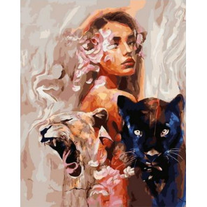  Девушка с пантерой Раскраска картина по номерам на холсте GX38508