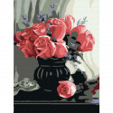 Розы Раскраска картина по номерам на холсте (холст на твердой основе)