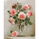 Розы в вазе Раскраска картина по номерам на дереве
