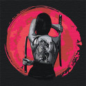 Девушка с татуировкой дракона/ Катана 100х100 см Раскраска картина по номерам на холсте с неоновыми красками