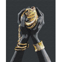 Золотые украшения в руках / Африканка Раскраска картина по номерам на холсте с металлической краской
