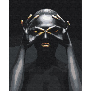  Золотые ресницы и губы / Африканка 100х125 см Раскраска картина по номерам на холсте с металлической краской AAAA-RS079-100x125