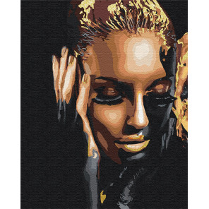  Стильная девушка / Африканка Раскраска картина по номерам на холсте с металлической краской AAAA-RS081