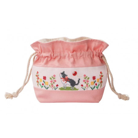  Цветок и кошка Набор для вышивания сумки на шнурке XIU Crafts 2860503