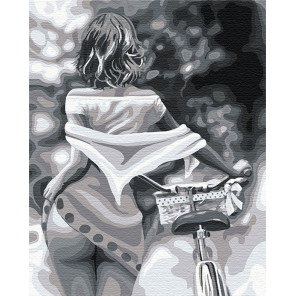 Пример в интерьере Девушка / Прогулка с велосипедом Раскраска картина по номерам на холсте AAAA-RS084