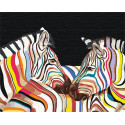 Радужные зебры Раскраска картина по номерам на холсте с неоновыми красками