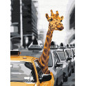 Жираф в большом городе 60х80 см Раскраска картина по номерам на холсте