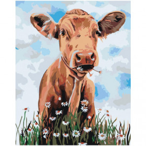 Корова с ромашками Раскраска картина по номерам на холсте