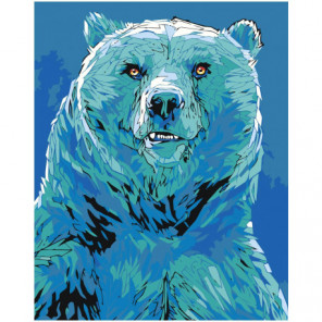Белый медведь в синих тонах 80х100 Раскраска картина по номерам на холсте