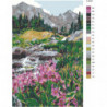 Горная река с цветами 80х120 Раскраска картина по номерам на холсте