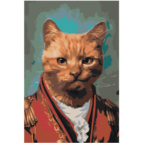 Рыжий кот в костюме 80х120 Раскраска картина по номерам на холсте