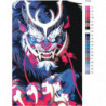 Синяя японская маска демона 80х120 Раскраска картина по номерам на холсте