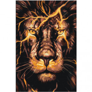 Огненный лев 80х120 Раскраска картина по номерам на холсте