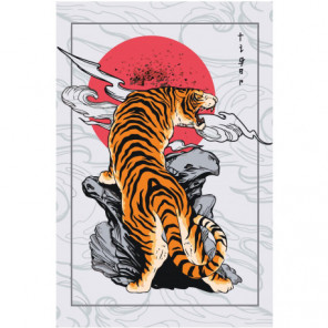 Тигр в японском стиле Раскраска картина по номерам на холсте