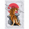 Тигр в японском стиле 80х120 Раскраска картина по номерам на холсте
