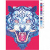 Синий тигр в азиатском стиле Раскраска картина по номерам на холсте