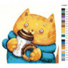 Кот и кофе 100х100 Раскраска картина по номерам на холсте