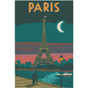 Париж под луной Раскраска картина по номерам на холсте