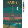 Париж под луной 80х120 Раскраска картина по номерам на холсте