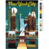 Небоскребы и Статуя Свободы в Нью-Йорке, США Раскраска картина по номерам на холсте