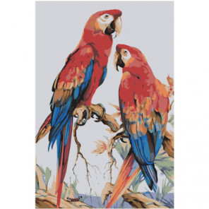 Пестрые попугаи Раскраска картина по номерам на холсте