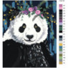 Панда с цветами 80х100 Раскраска картина по номерам на холсте