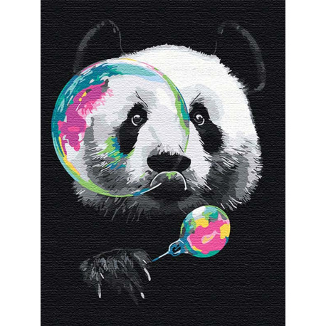  Панда с мыльными пузырями 60х80 см Раскраска картина по номерам на холсте с неоновыми красками AAAA-RS121-60x80