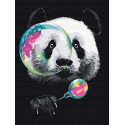 Панда с мыльными пузырями 60х80 см Раскраска картина по номерам на холсте с неоновыми красками