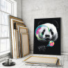 Пример в интерьере Панда с мыльными пузырями 60х80 см Раскраска картина по номерам на холсте с неоновыми красками AAAA-RS121-60