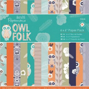 Owl Folk 15х15см Набор бумаги для скрапбукинга, кардмейкинга Docrafts