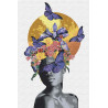  Африканка, луна и бабочки 80х120 см Раскраска картина по номерам на холсте с металлической краской AAAA-RS039-80x120