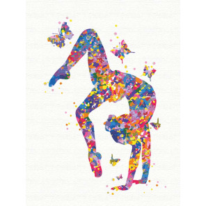  Гимнастка и бабочки Раскраска картина по номерам на холсте с неоновыми красками AAAA-RS123