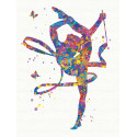 Гимнастка с лентой 60х80 см Раскраска картина по номерам на холсте с неоновыми красками